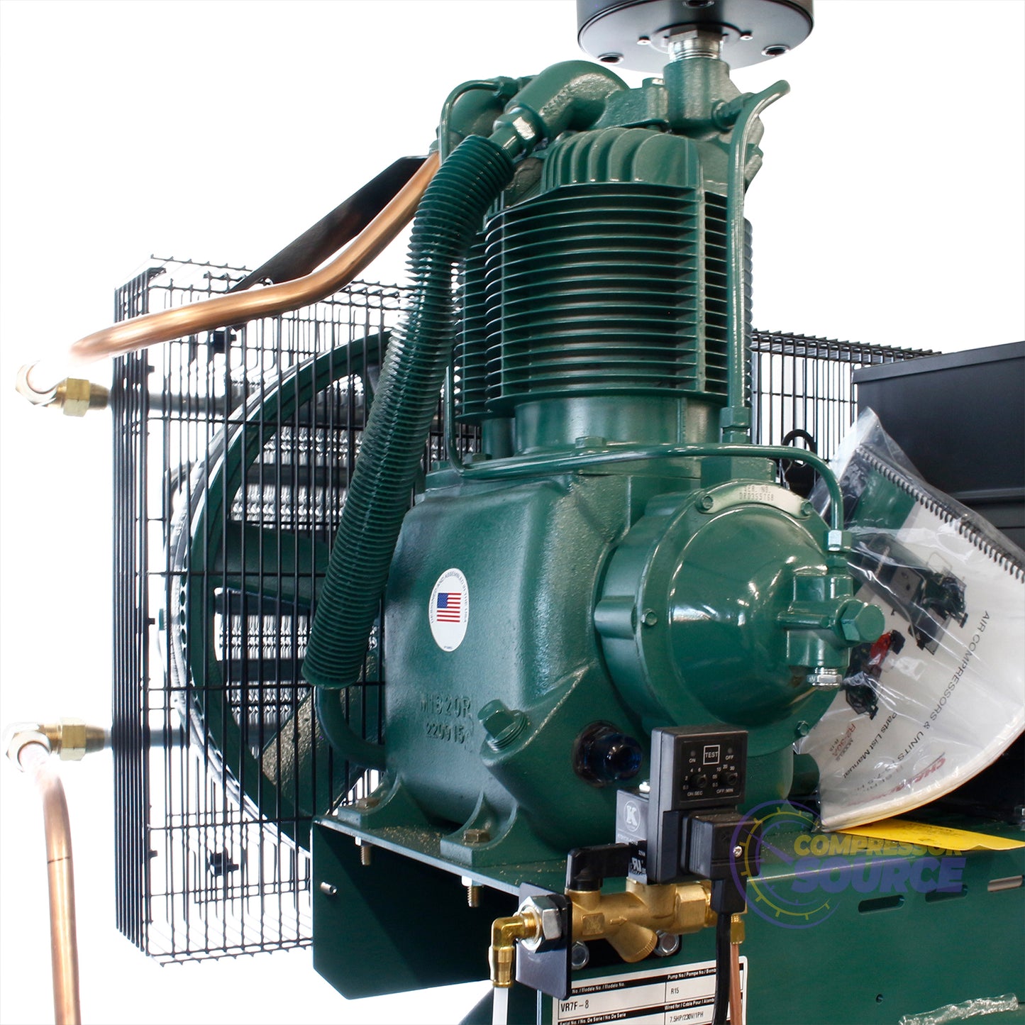 7.5 HP 22 CFM 80 Gallon Air Compressor 1 Phase 230V Champion VR7F-8