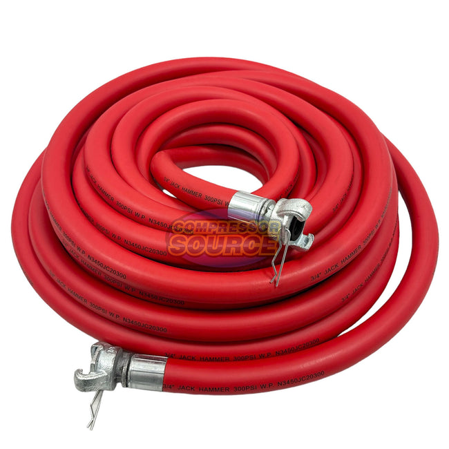 Jack Hammer Air Hose 3/4" x 50 FT Crowfeet Chicago Couplings Heavy Duty 300 PSI