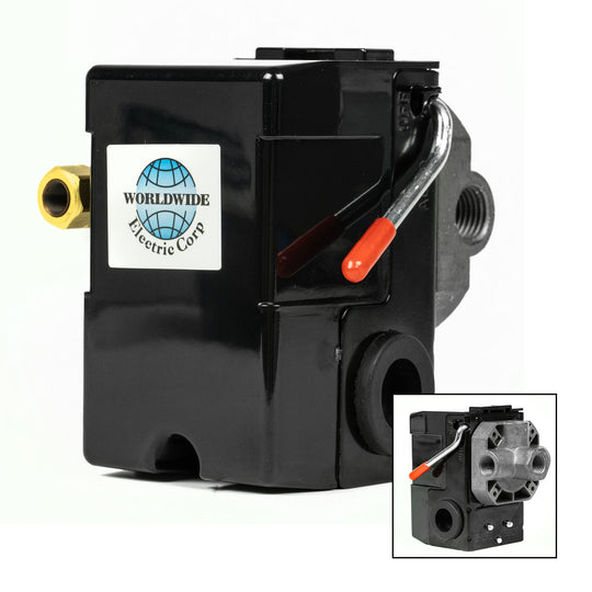 Four Port 115-150 PSI Air Compressor Pressure Switch Control 1/4" NPT 12 Amp