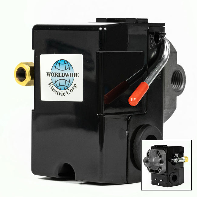 Four Port 140-175 PSI Air Compressor Pressure Switch Control 1/4" NPT 12 Amp