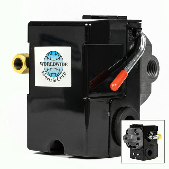 Four Port 140-175 PSI Air Compressor Pressure Switch Control 1/4" NPT 12 Amp