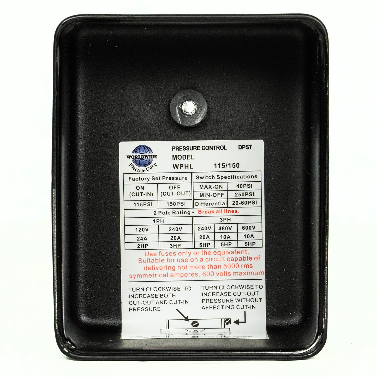 Metal Housing 115-150 PSI Air Compressor Pressure Switch Control Single Port