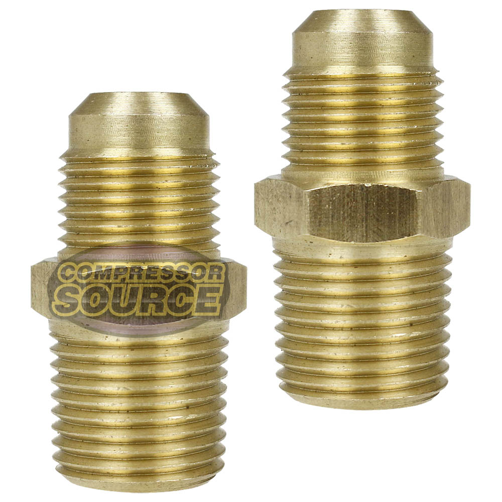 1/2" x 1/2" Brass Male Adapter Straight Connector for Flared Tubing 10269-2Pack