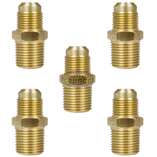 1/2" x 1/2" Brass Male Adapter Straight Connector for Flared Tubing 10269-5Pack