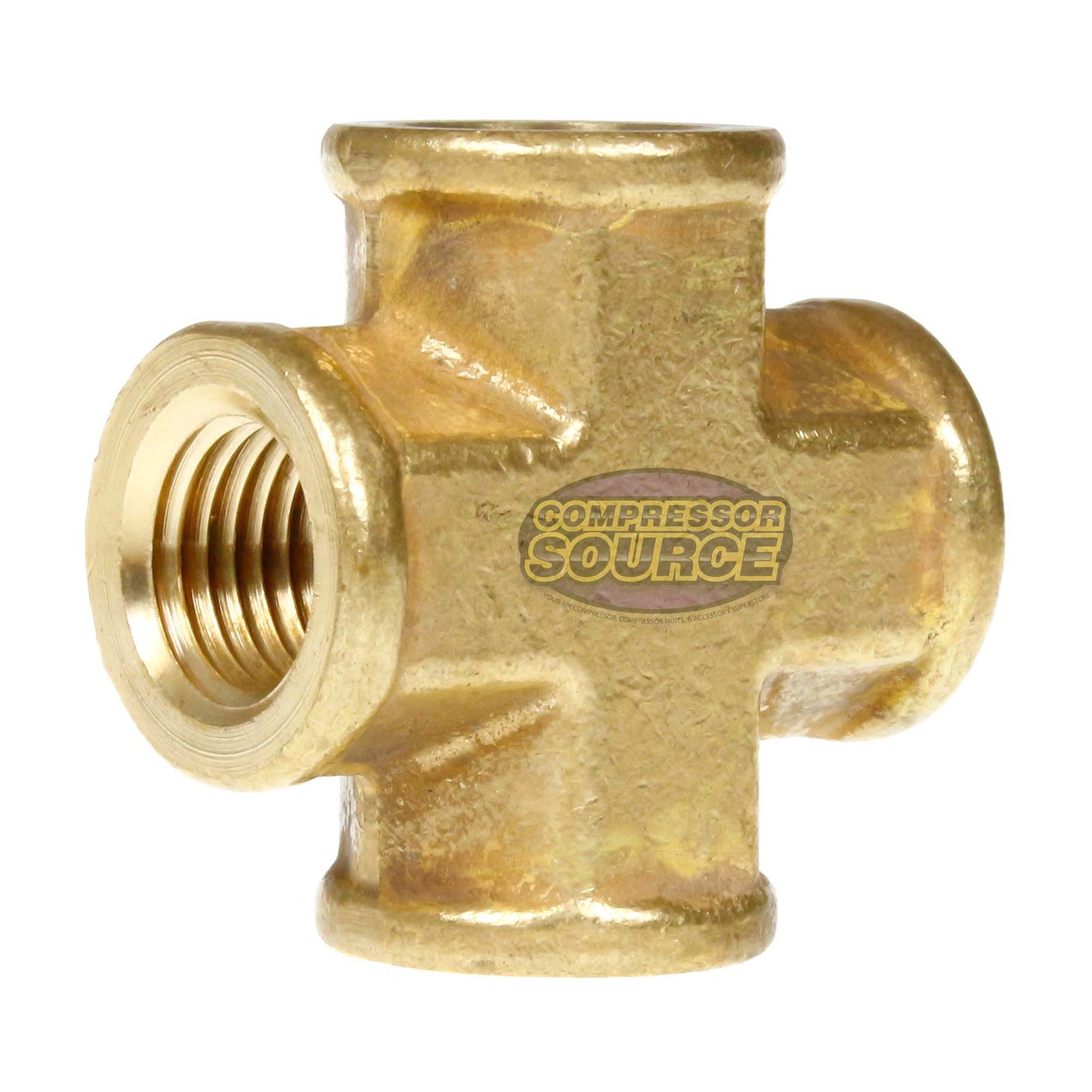 1/4" Female NPTF Forged Cross Solid Brass Multi Directional Pipe Fitting New