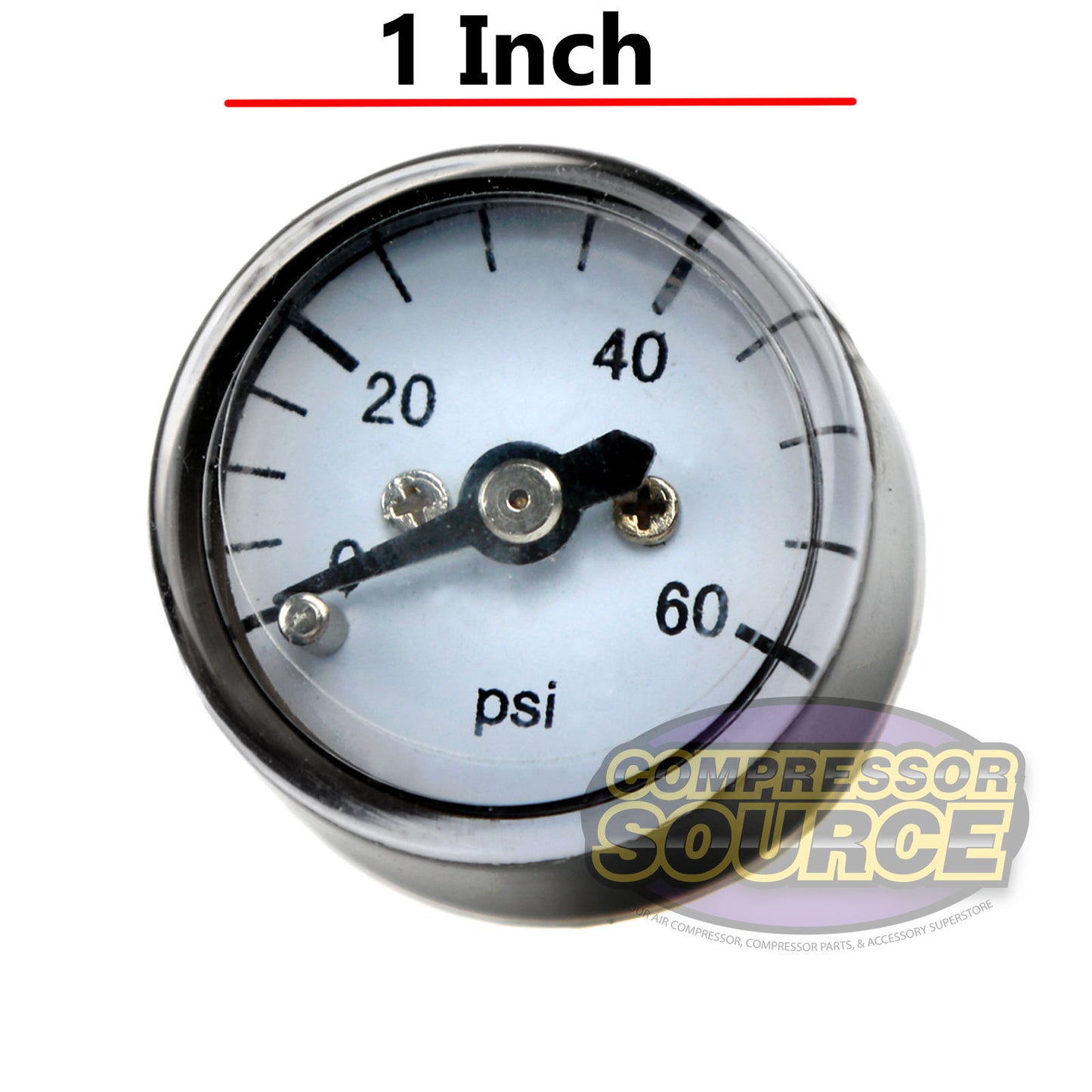 1/8" NPT 0-60 PSI Micro Air Pressure Gauge Center Back Mount With 1" Face
