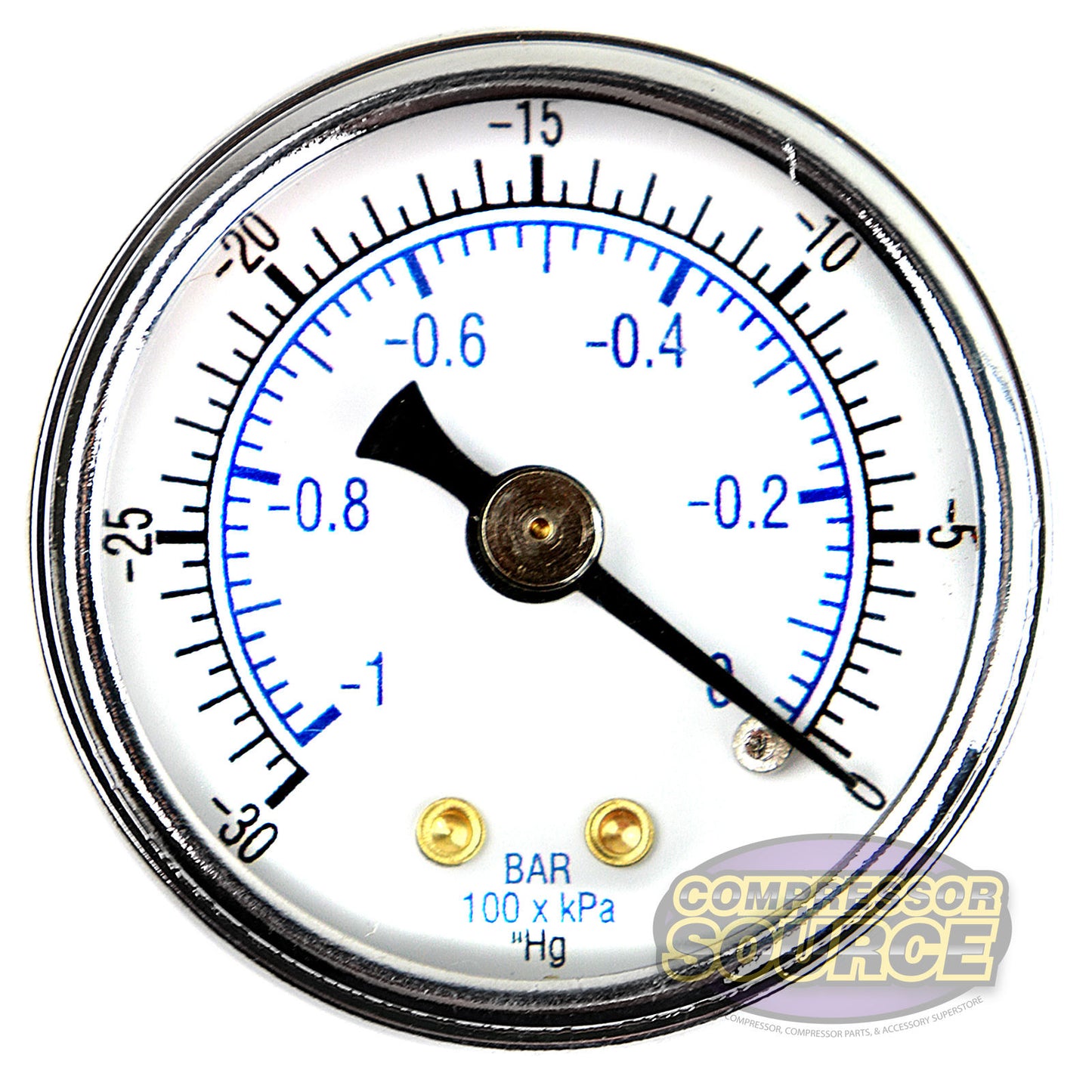 1/8" NPT 0 to -30 PSI Vacuum Air Pressure Gauge Center Back Mount With 1.5" Face