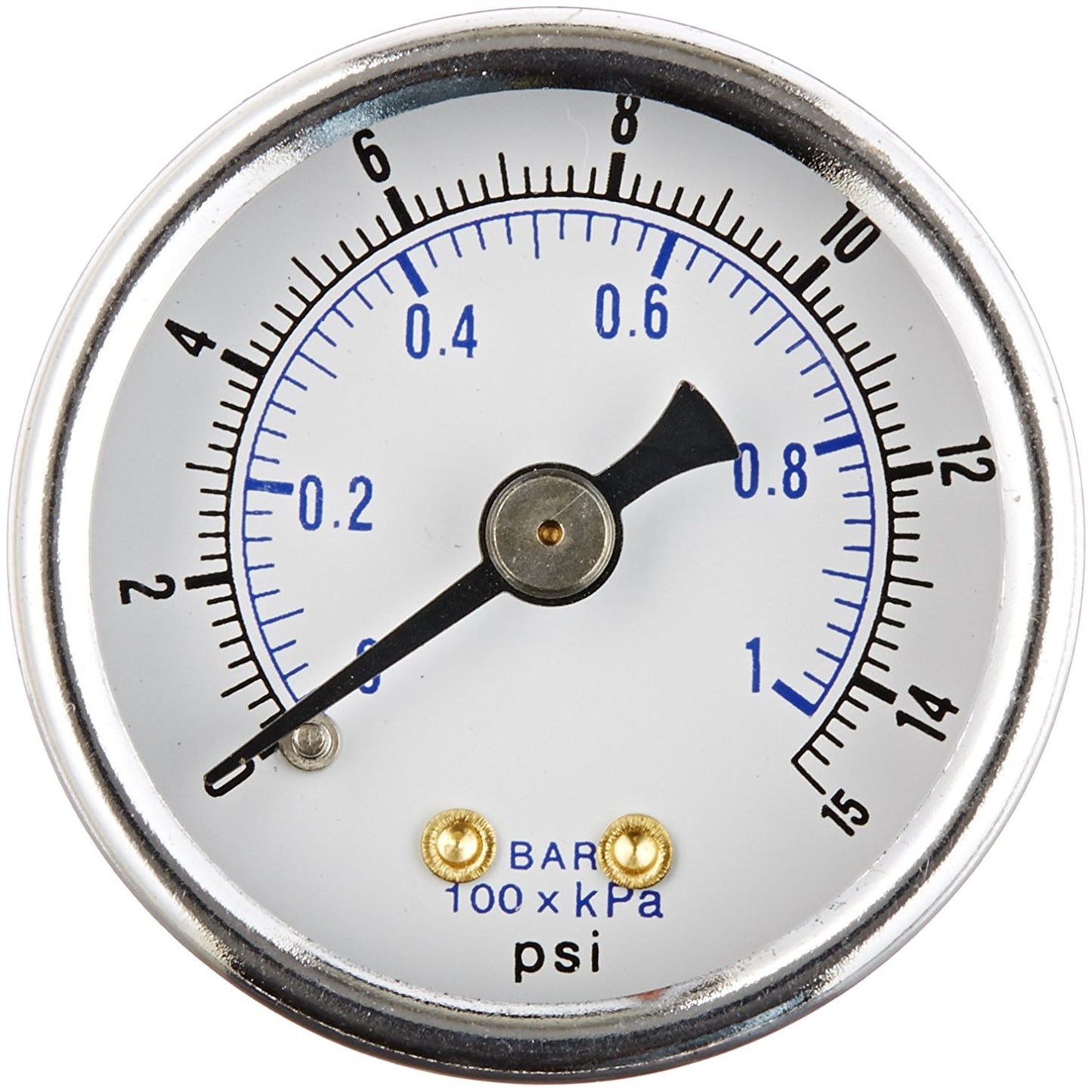 1/8" NPT 0-15 PSI Air Pressure Gauge Center Back Mount With 1.5" Face
