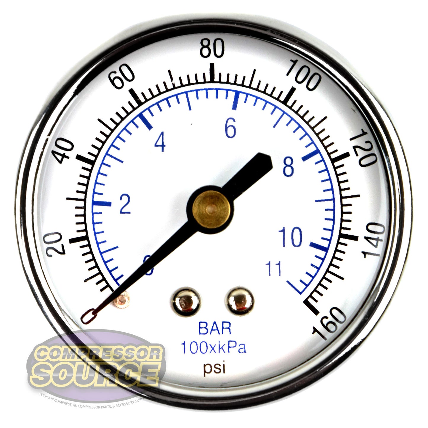 1/4" NPT 0-160 PSI Air Pressure Gauge Center Back Mount  With 2" Face