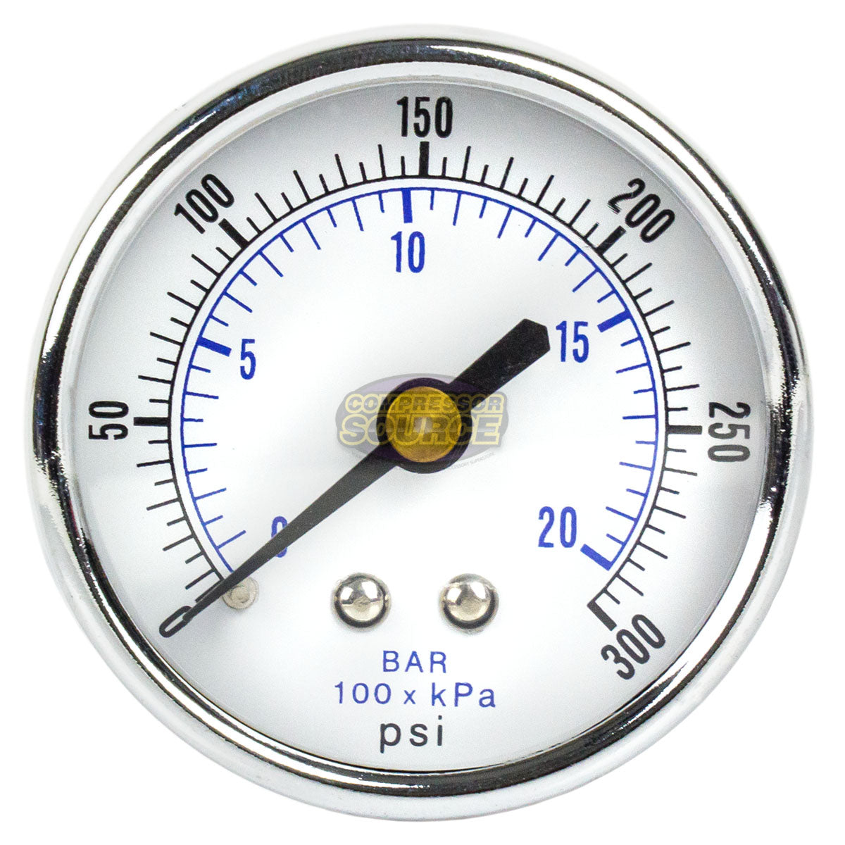 Quality 1/4" NPT Air Pressure Gauge 0-300 PSI Back / Rear Center Mount 2" Face