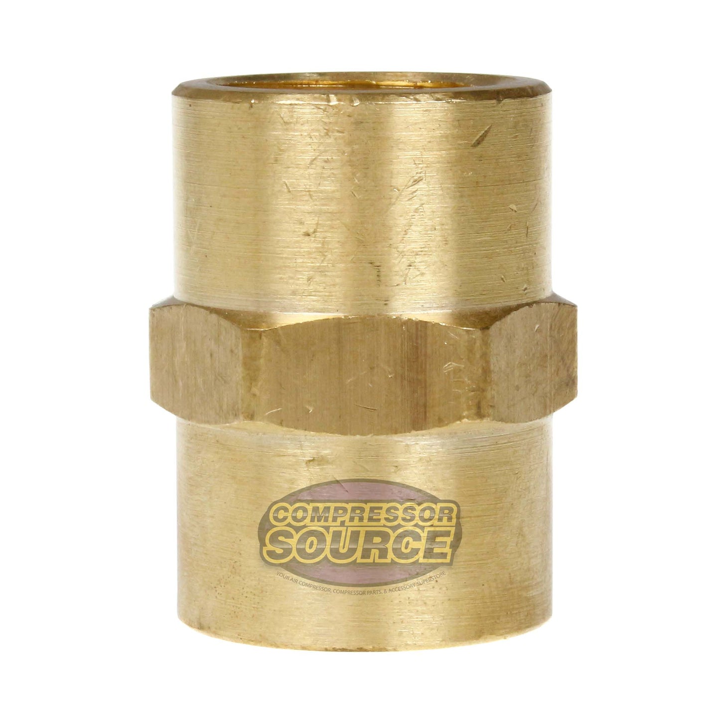 1/2" NPTF Hex Coupling Solid Yellow Brass Pipe Fitting 1200 PSI Maximum New
