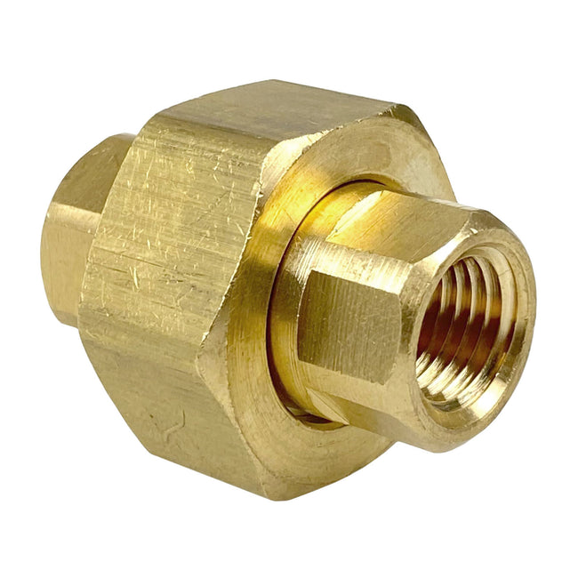 1/4" NPT Female Solid Brass Three Piece Pipe Union Fitting Adapter
