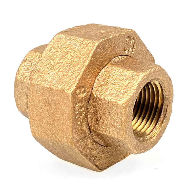 3/8" NPT Female Solid Brass Three Piece Pipe Union Fitting Adapter