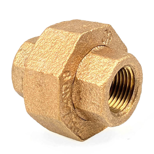 3/8" NPT Female Solid Brass Three Piece Pipe Union Fitting Adapter