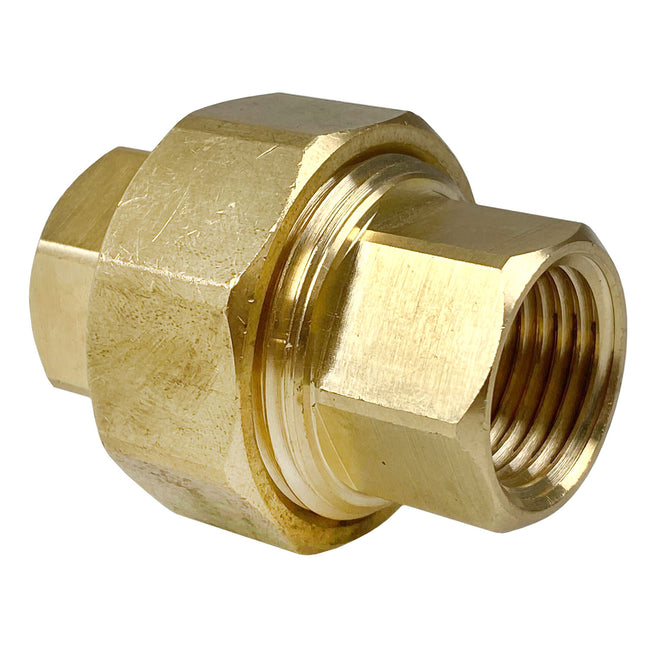 1/2" NPT Female Solid Brass Three Piece Pipe Union Fitting Adapter