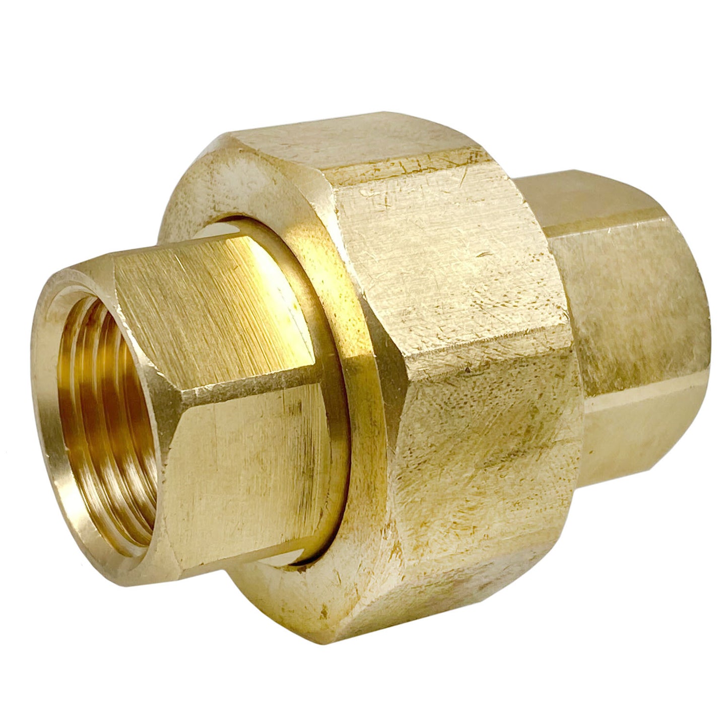 1/2" NPT Female Solid Brass Three Piece Pipe Union Fitting Adapter