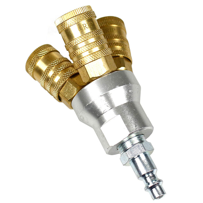 GRIP Tools 3 Way Quick Coupling Manifold 300 PSI Air Inlet 1/4" Couplers 10760
