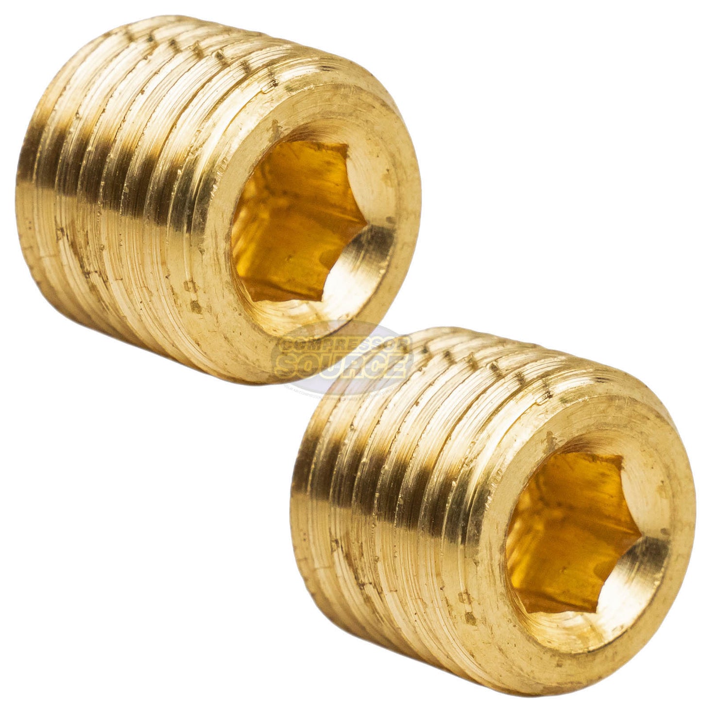 2 Brass 1/4" Pipe Plugs Countersunk Hex Head Style Male NPT Pipe End Fitting Cap