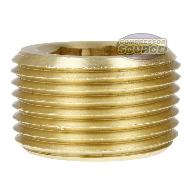 3/4" NPTF Solid Yellow Brass Countersunk Hex Plug Head Style Pipe Fitting 109UJ
