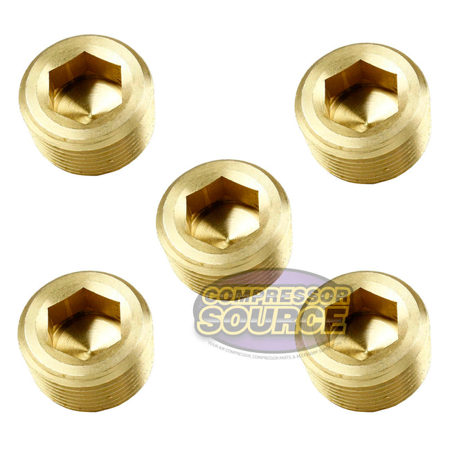 3/4" NPTF 5 Pack Brass Countersunk Hex Plug Head Style Pipe Fitting 109UJ-5Pack