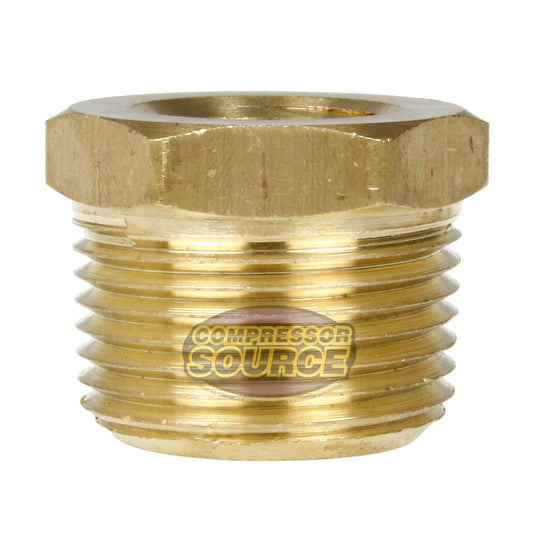 3/4" x 3/8" Male NPTF x Female NPTF Hex Bushing Reducer Solid Brass Pipe Fitting
