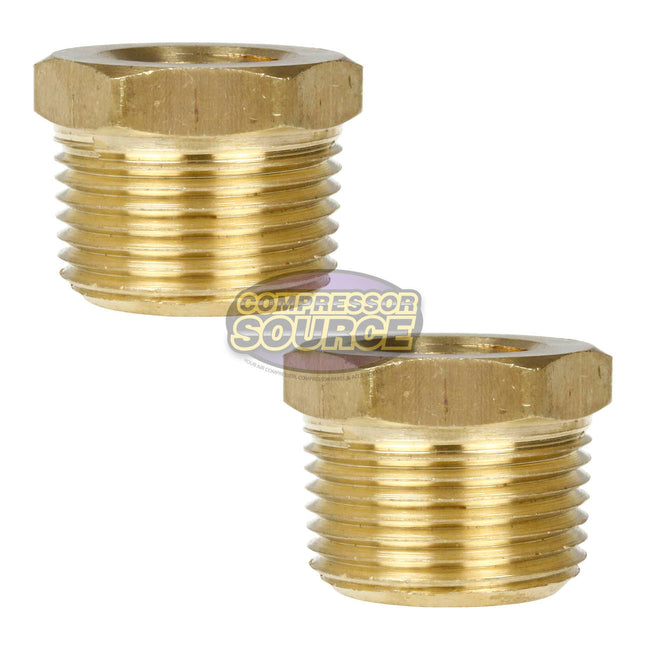 2 Pack 3/4" x 3/8" Male NPTF x Female NPTF Hex Bushing Reducer Brass Fitting