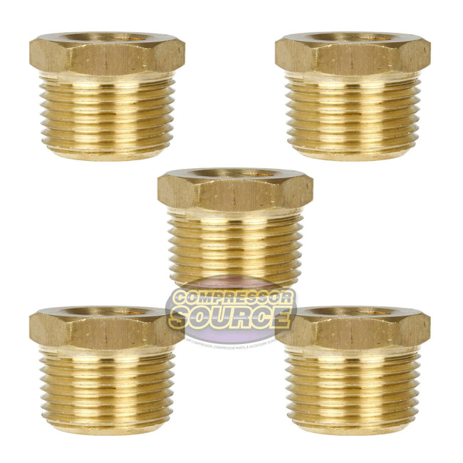 5 Pack 3/4" x 3/8" Male NPTF x Female NPTF Hex Bushing Reducer Brass Fitting