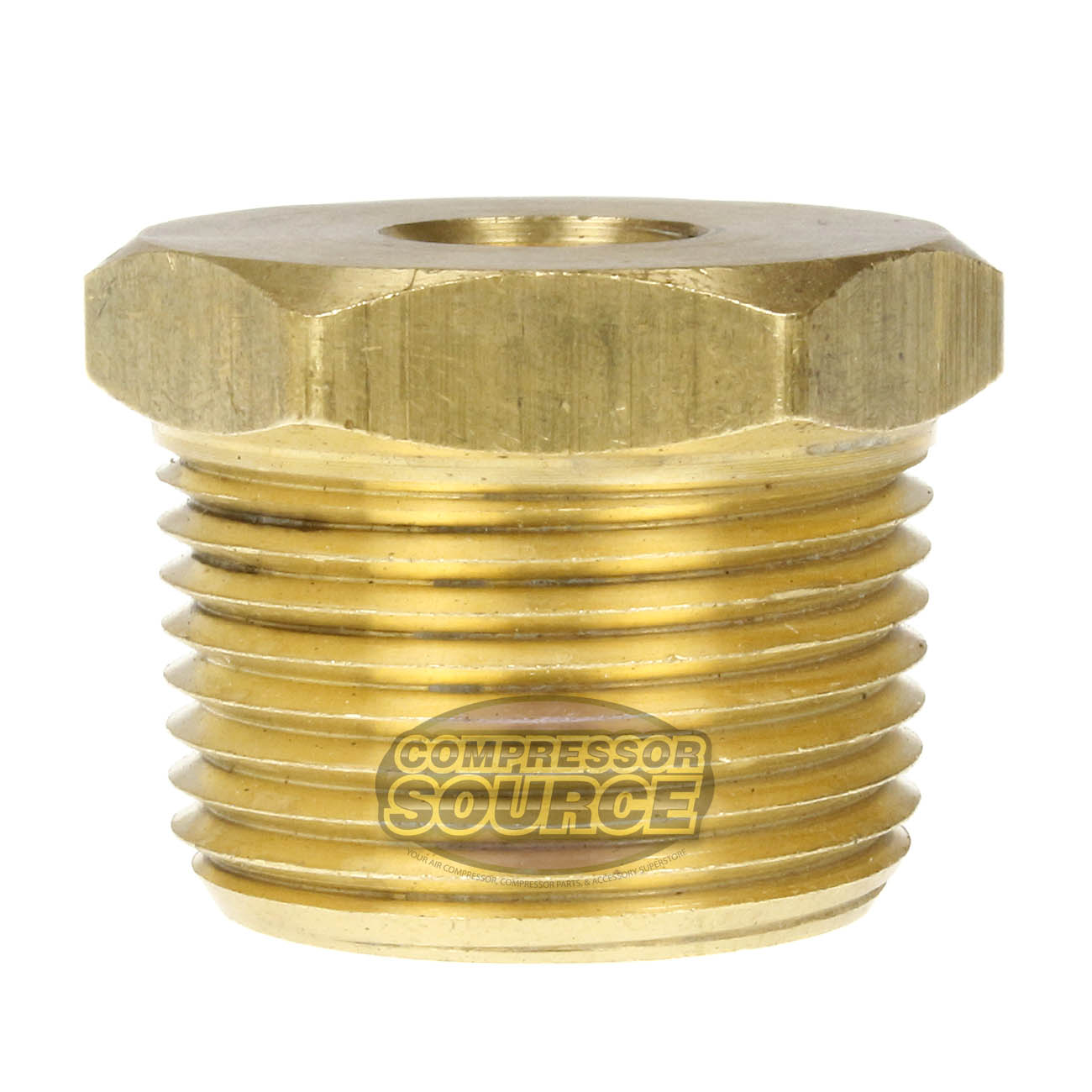 1" x 1/4" Male NPTF x Female NPTF Hex Bushing Reducer Solid Brass Pipe Fitting