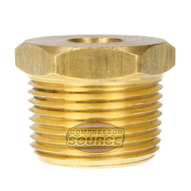1" x 1/4" Male NPTF x Female NPTF Hex Bushing Reducer Solid Brass Pipe Fitting