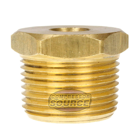 1" x 1/4" Male NPTF x Female NPTF Hex Bushing Reducer Solid Brass Pipe Fitting