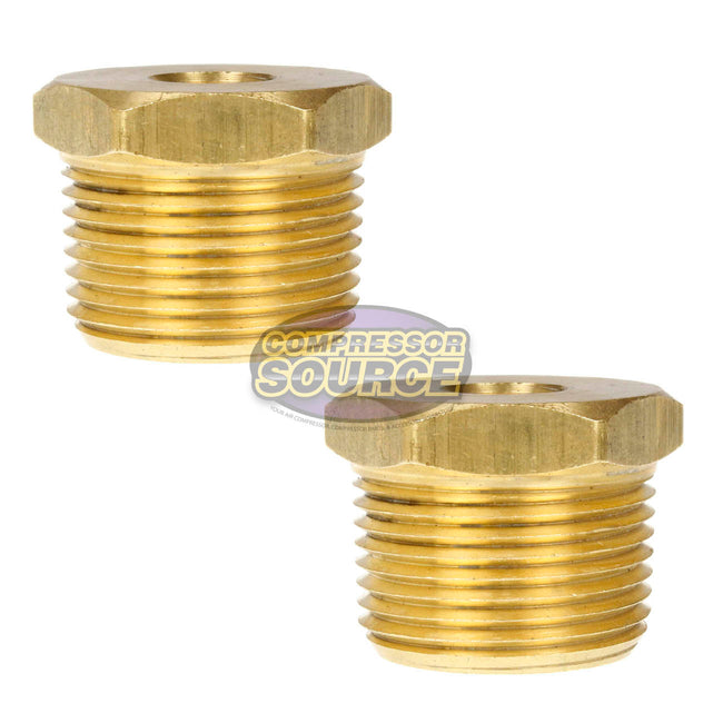 2 Pack 1" x 1/4" Male NPTF x Female NPTF Hex Bushing Reducer Solid Brass Fitting
