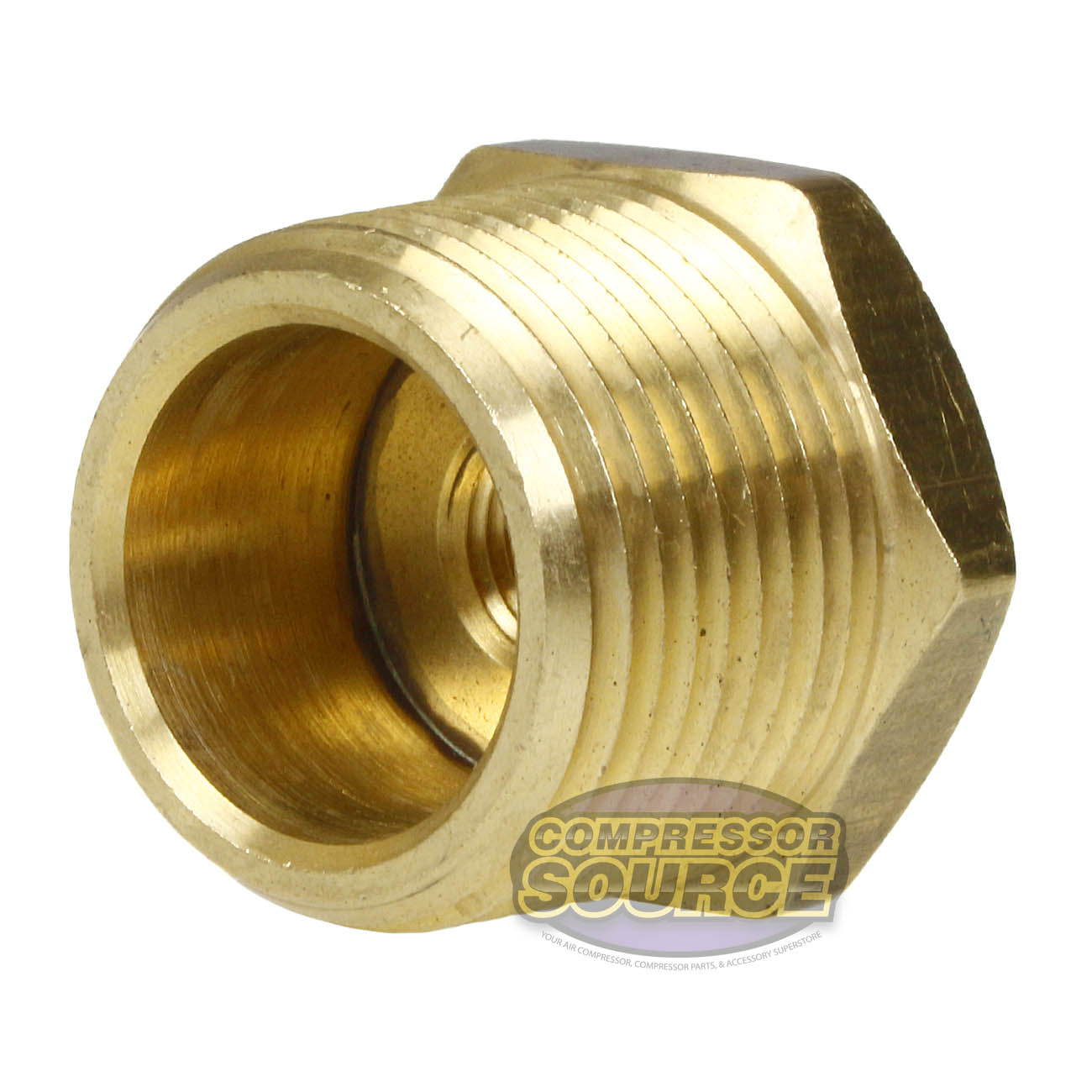 1" x 1/4" Male NPTF x Female NPTF Hex Bushing Reducer Solid Brass Pipe Fitting