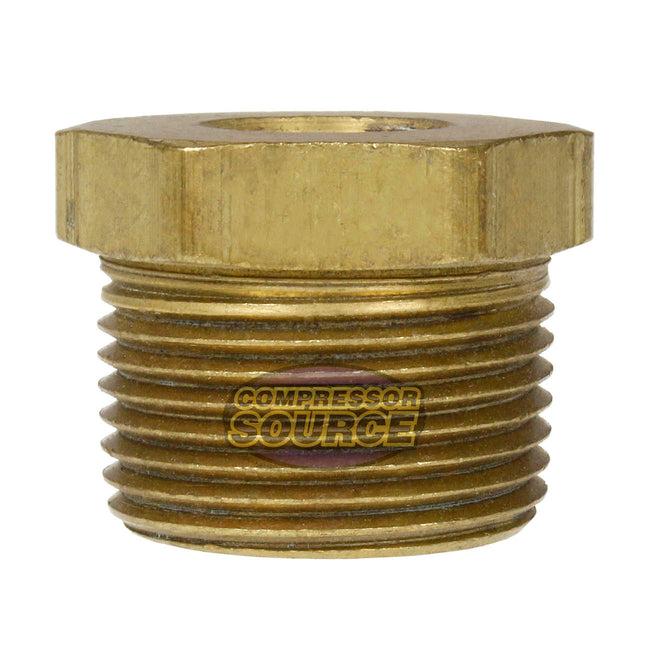 1" x 3/8" Male NPTF x Female NPTF Hex Bushing Reducer Solid Brass Pipe Fitting