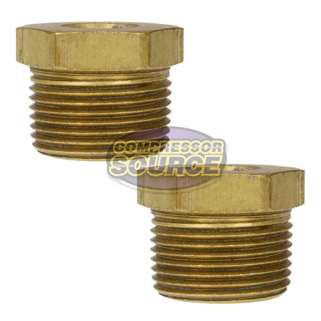 2 Pack 1" x 3/8" Male NPTF x Female NPTF Hex Bushing Reducer Brass Pipe Fitting