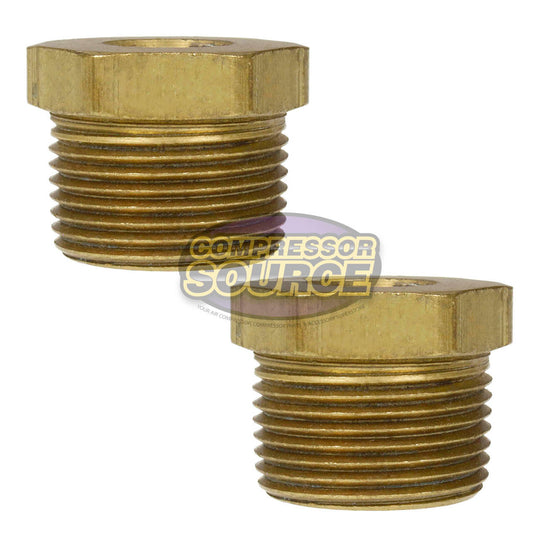 2 Pack 1" x 3/8" Male NPTF x Female NPTF Hex Bushing Reducer Brass Pipe Fitting