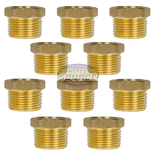 10 Pack 1" x 3/4" Male NPTF x Female NPTF Hex Bushing Reducer Brass Fitting