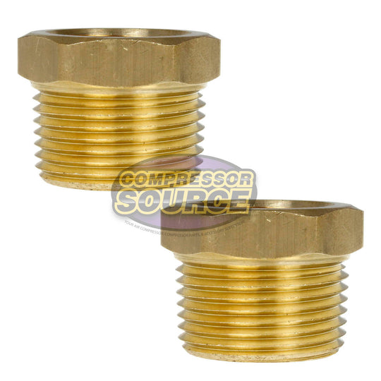 2 Pack 1" x 3/4" Male NPTF x Female NPTF Hex Bushing Reducer Solid Brass Fitting