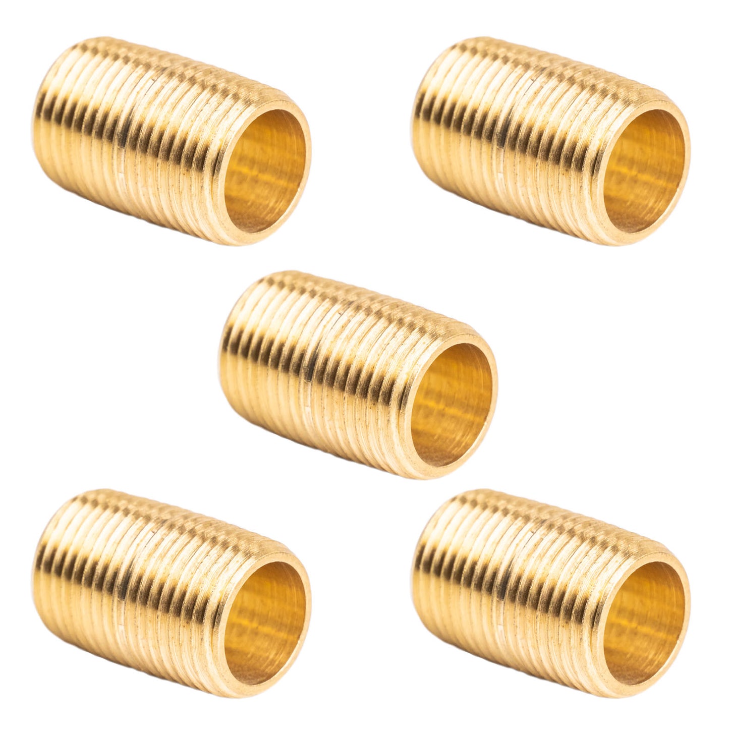 1/4" NPT X Male Close Pipe Nipples Threaded Brass Fitting Pipe Connectors 5 Pack