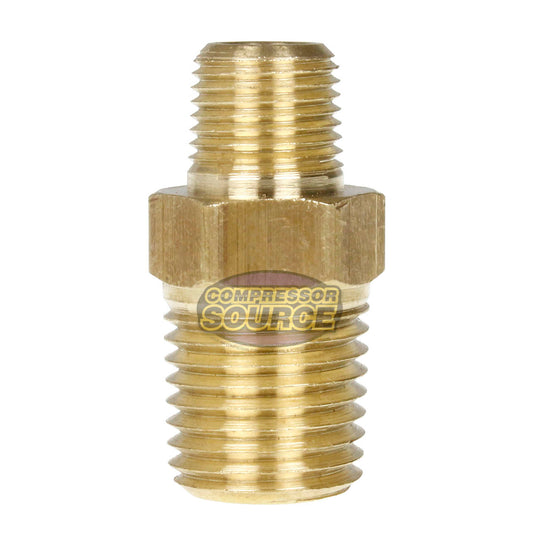 1/4" x 1/8" Male NPTF Pipe Reducing Hex Nipple Solid Brass Pipe Fitting 112RCA