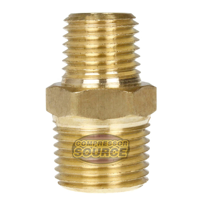 3/8" x 1/4" Male NPTF Pipe Reducing Hex Nipple Solid Brass Pipe Fitting 112REC