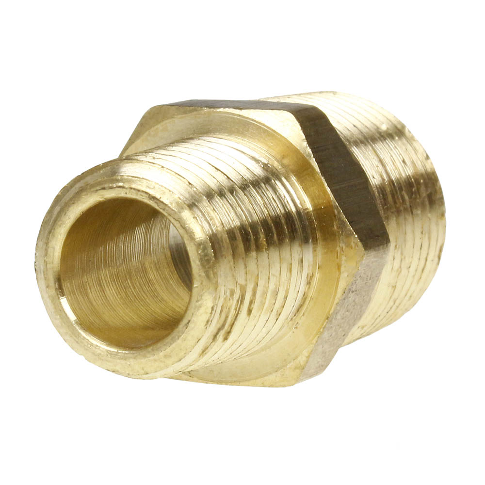 10 Pack 3/8" x 1/4" Male NPTF Pipe Reducing Hex Nipple Solid Brass Pipe Fitting