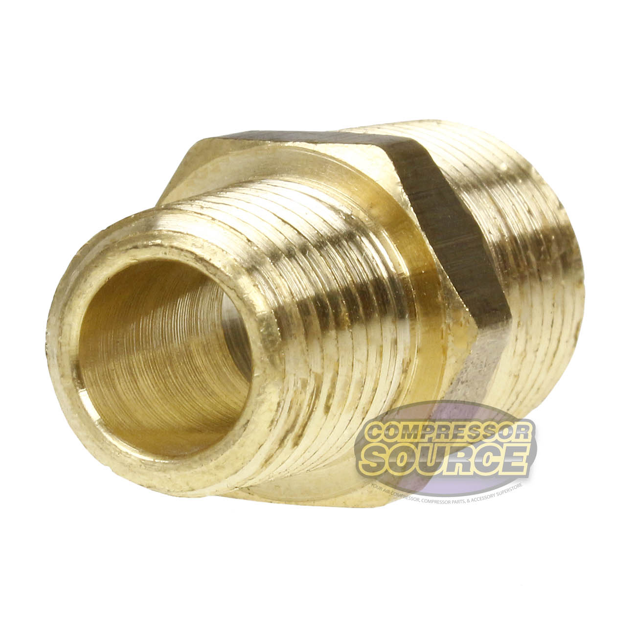 5 Pack 3/8" x 1/4" Male NPTF Pipe Reducing Hex Nipple Solid Brass Pipe Fitting