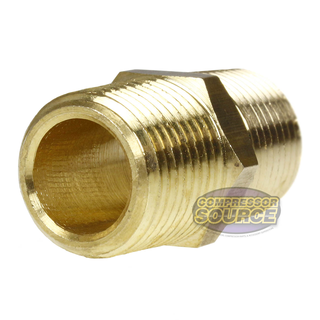 3/8" Male NPTF Hex Nipple Solid Brass Pipe Fitting 1200 PSI Maximum Brand New