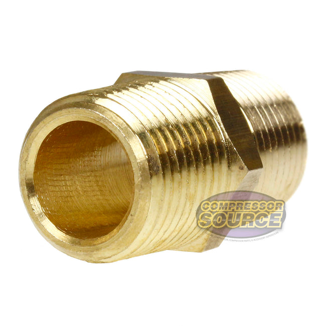 3/8" Male NPTF Hex Nipple Solid Brass Pipe Fitting 1200 PSI Maximum Brand 112XE
