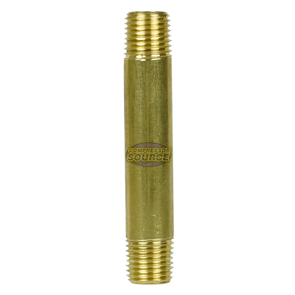 1/4" NPT X 3" Long Solid Yellow Brass Nipple Extension 1200 PSI Max 117C3 2-Pack