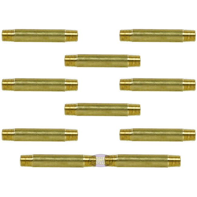 1/4" NPT X 3" Long Yellow Brass Nipple Extension 1200 PSI Max 117C3 10-Pack