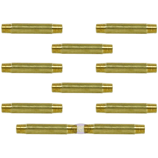 1/4" NPT X 3" Long Yellow Brass Nipple Extension 1200 PSI Max 117C3 10-Pack