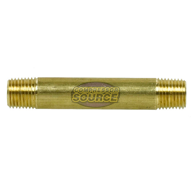 1/4" NPT X 3" Long Solid Yellow Brass Nipple Extension 1200 PSI Max 117C3 2-Pack