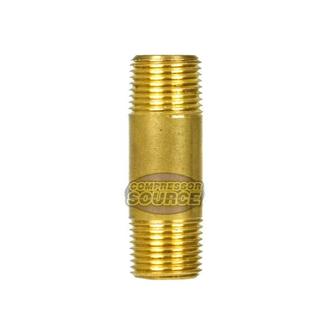 3/8" NPT x 2" Inch Long Yellow Brass Nipple Extension 5-Pack 1200 PSI Max 117E2