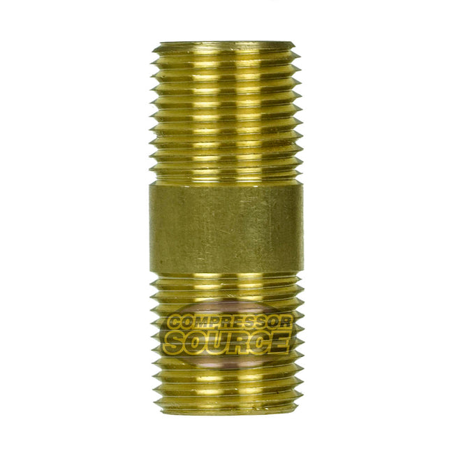 1/2" NPT x 2" Inch Solid Yellow Brass Nipple Extension 1200 PSI Maximum 117F2